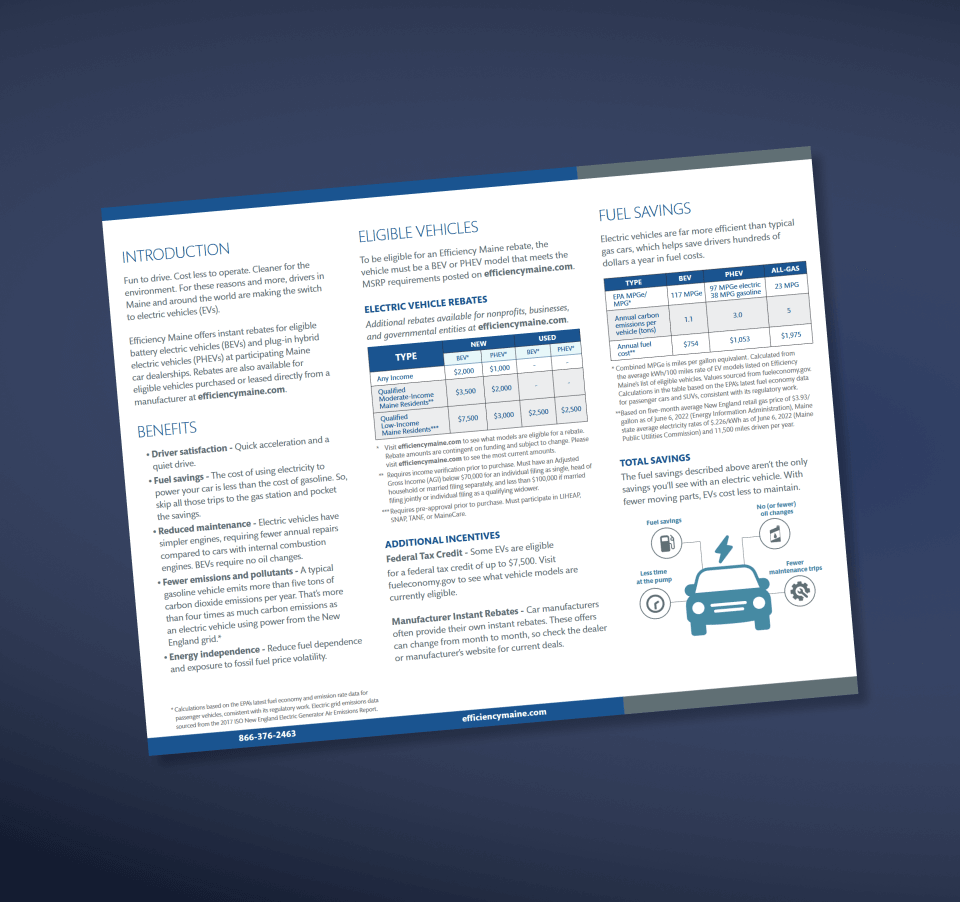 Electric vehicle rebate brochure