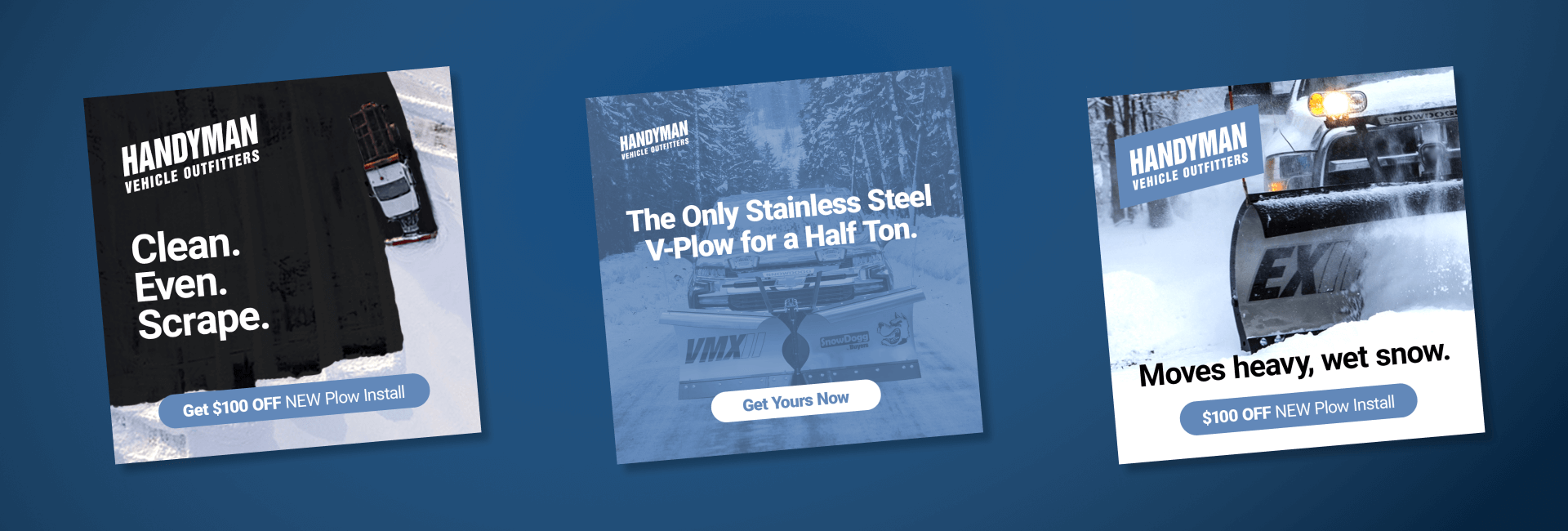 Series of ads for snow plows