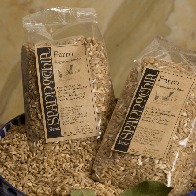 Packages of farro