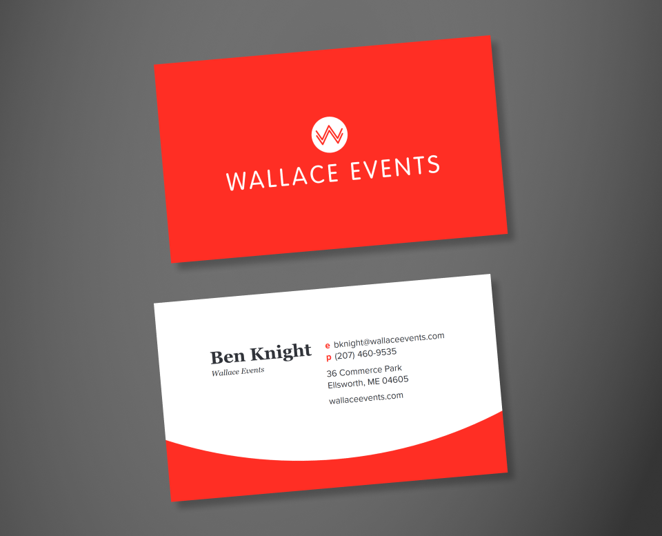 Business card for Wallace Events division